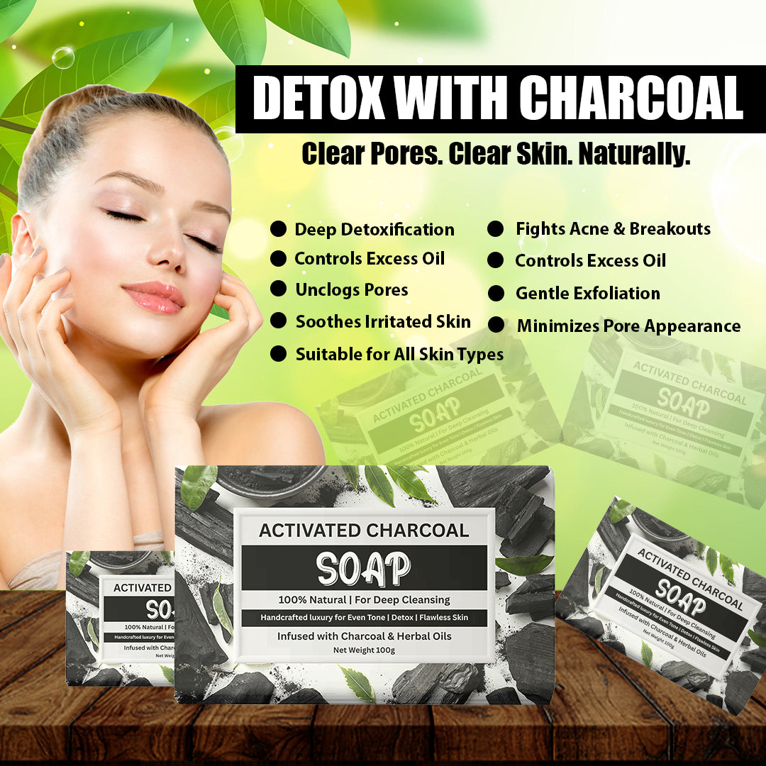 Activated Charcoal Soap benefits – deep cleanses, removes impurities, reduces acne, hydrates and nourishes skin