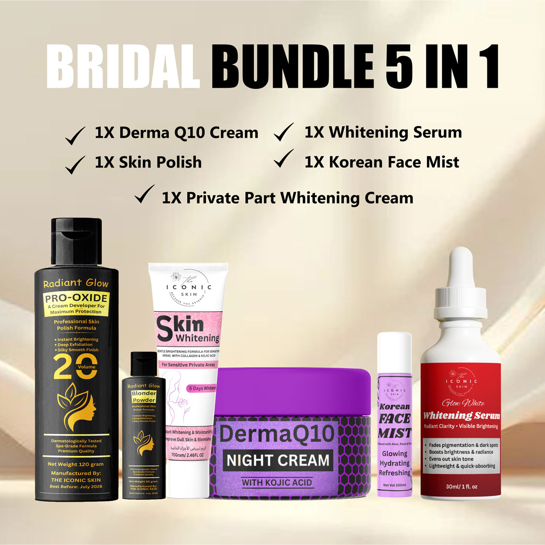 Bridal 5-in-1 Bundle in Pakistan – Night Cream, Skin Polish, Whitening Serum, Korean Face Mist & Private Part Whitening Cream