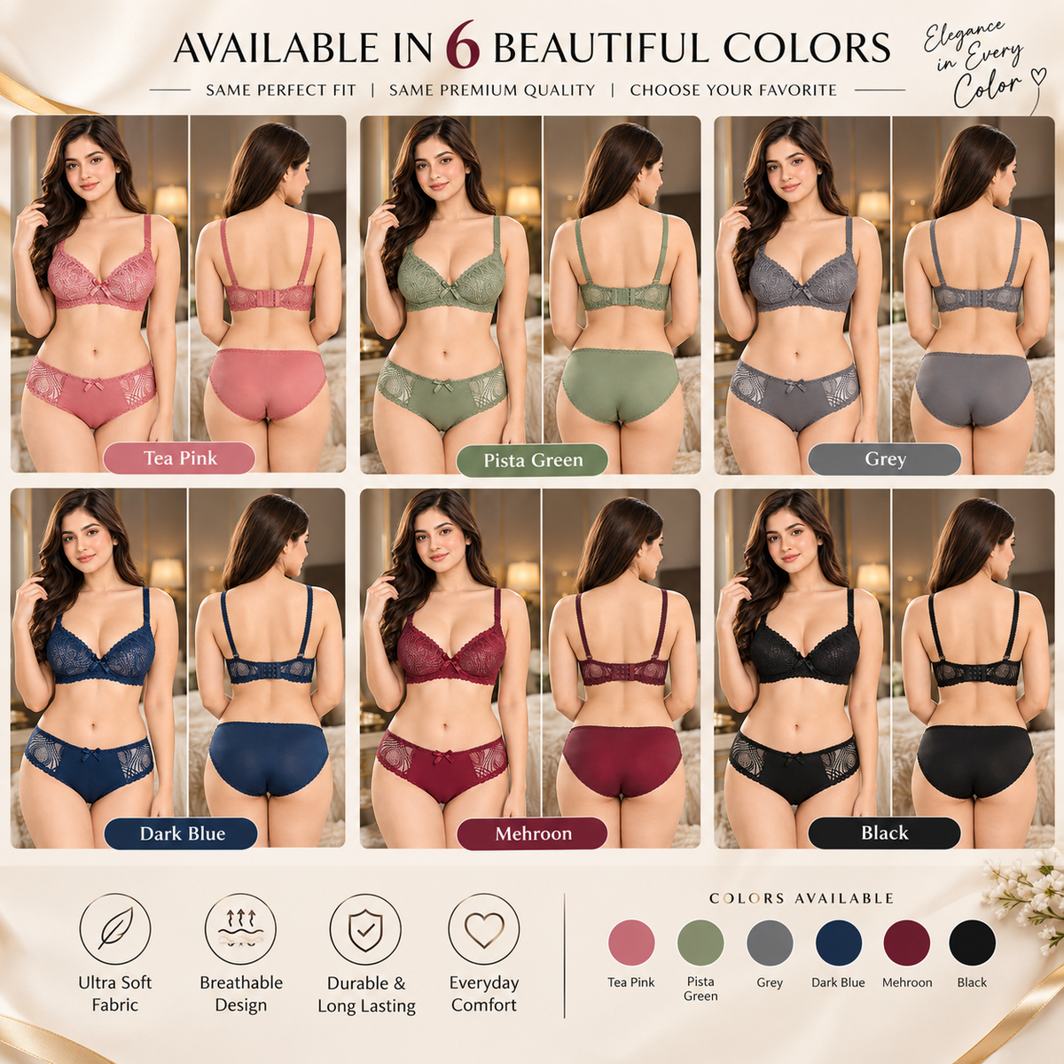 Luxury Lace Bra & Panty Set - Elegant & Comfortable Lingerie