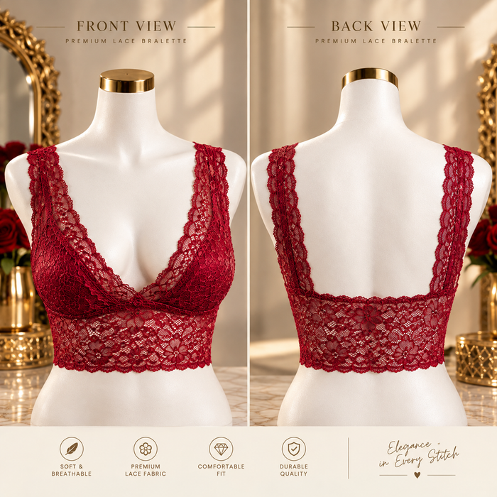 Premium Lace Padded Bralette – Free Size (Fits 32–40)