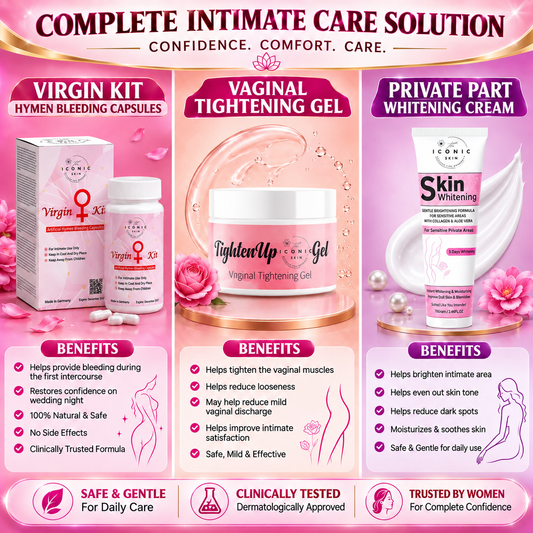Bridal 3-in-1 Intimate Care Bundle in Pakistan – Tightening Gel, Hymen Capsules & Whitening Cream
