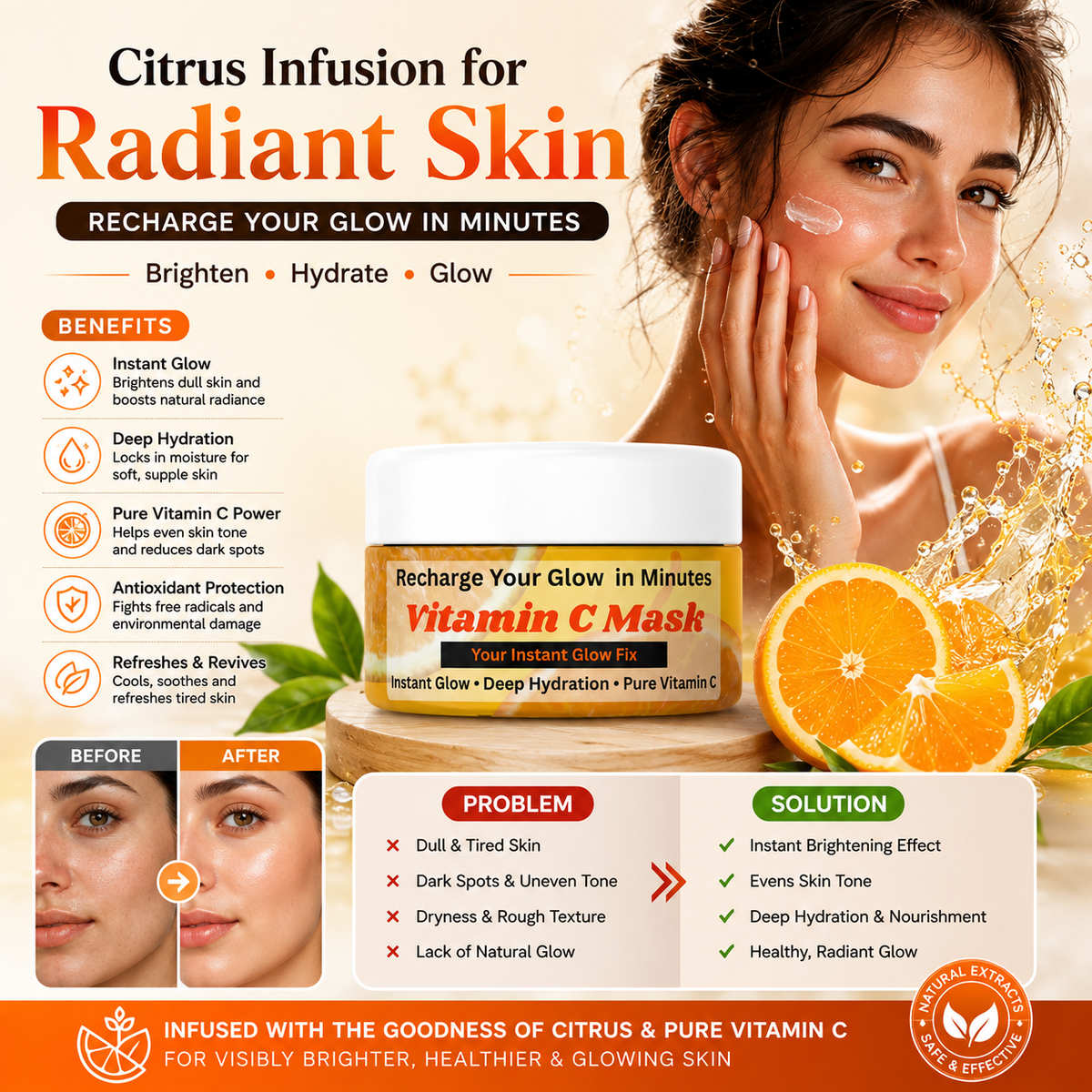 Vitamin C Face Mask in Pakistan – Brightening & Skin Revitalizing