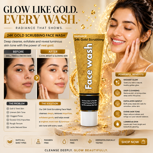 24K Gold Scrubbing Face Wash in Pakistan – Brightening & Exfoliating