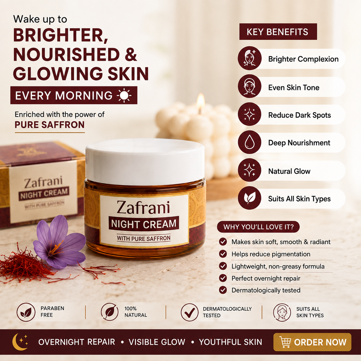 Zafrani Night Cream With Pure Saffron