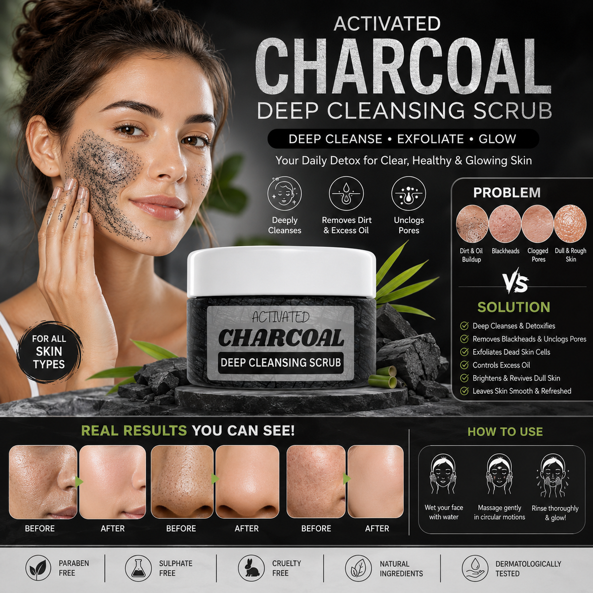 Activated Charcoal Scrub in Pakistan – Deep Cleansing & Exfoliating