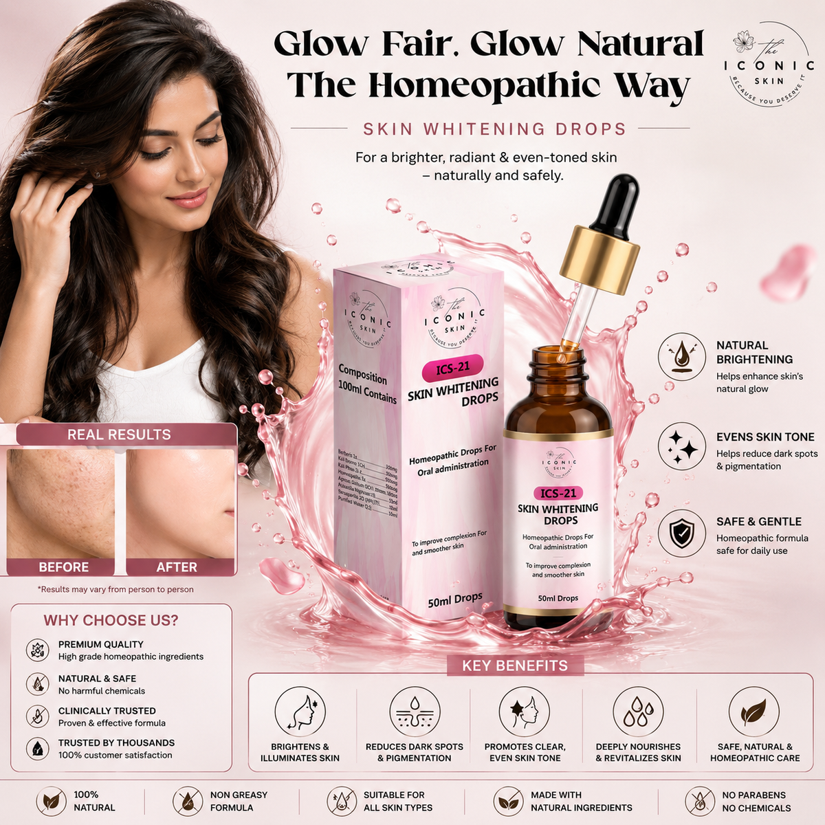 ICS-21 Homeopathic Skin Whitening Drops in Pakistan – Natural Skin Brightening