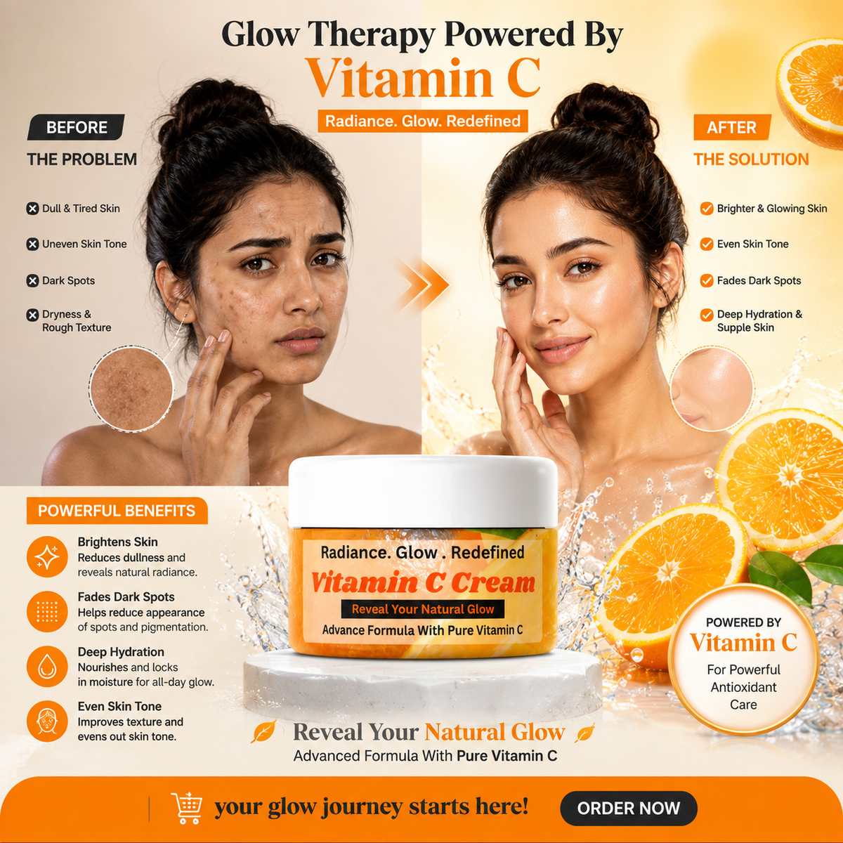Vitamin C Brightening Cream in Pakistan – Glow, Even Skin Tone & Anti-Aging
