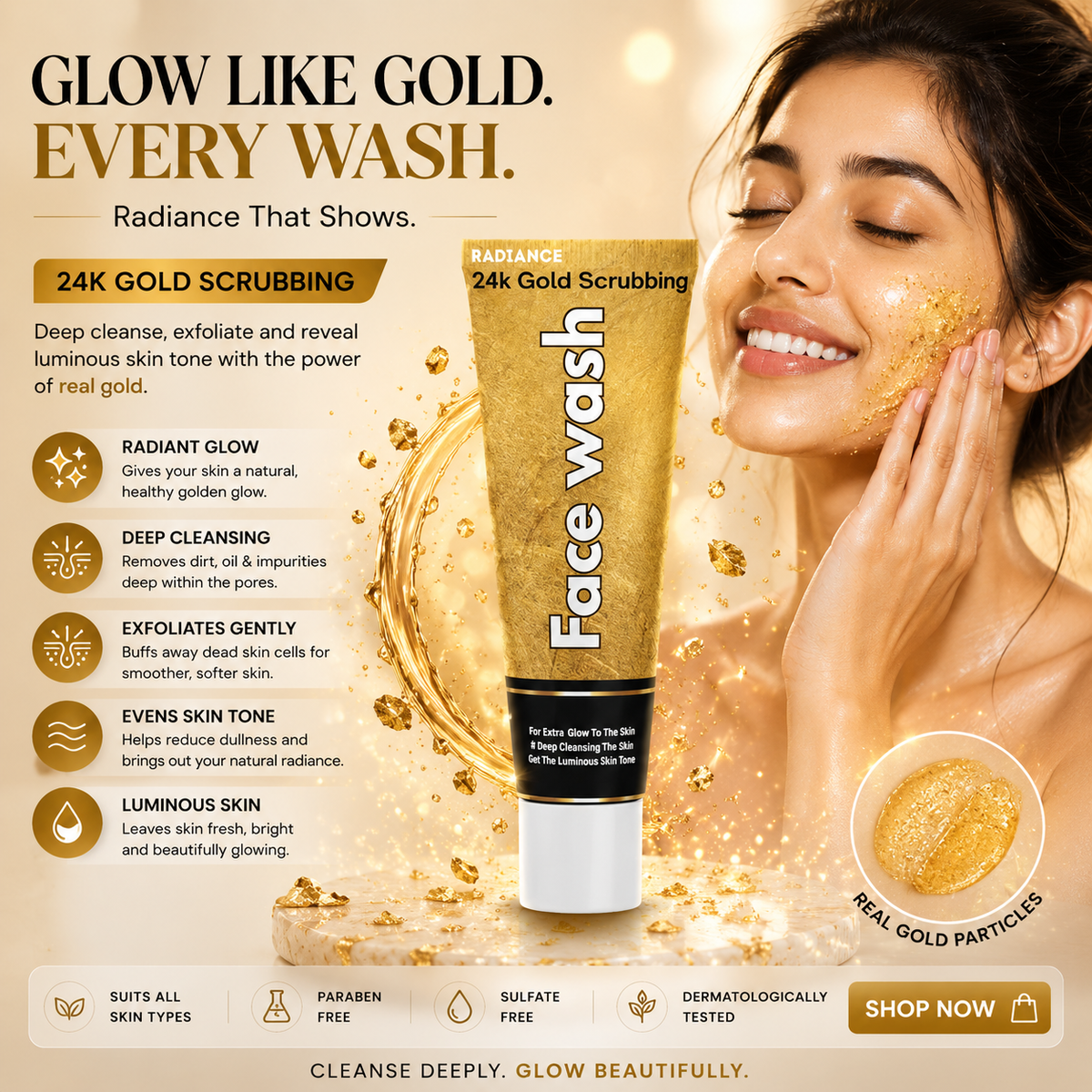 24K Gold Scrubbing Face Wash in Pakistan – Brightening & Exfoliating