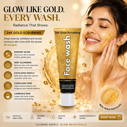 24K Gold Scrubbing Face Wash in Pakistan – Brightening & Exfoliating