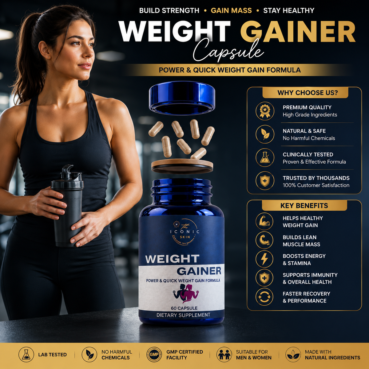 Weight Gainer Capsules 100% Organic in Pakistan – Muscle & Weight Boost