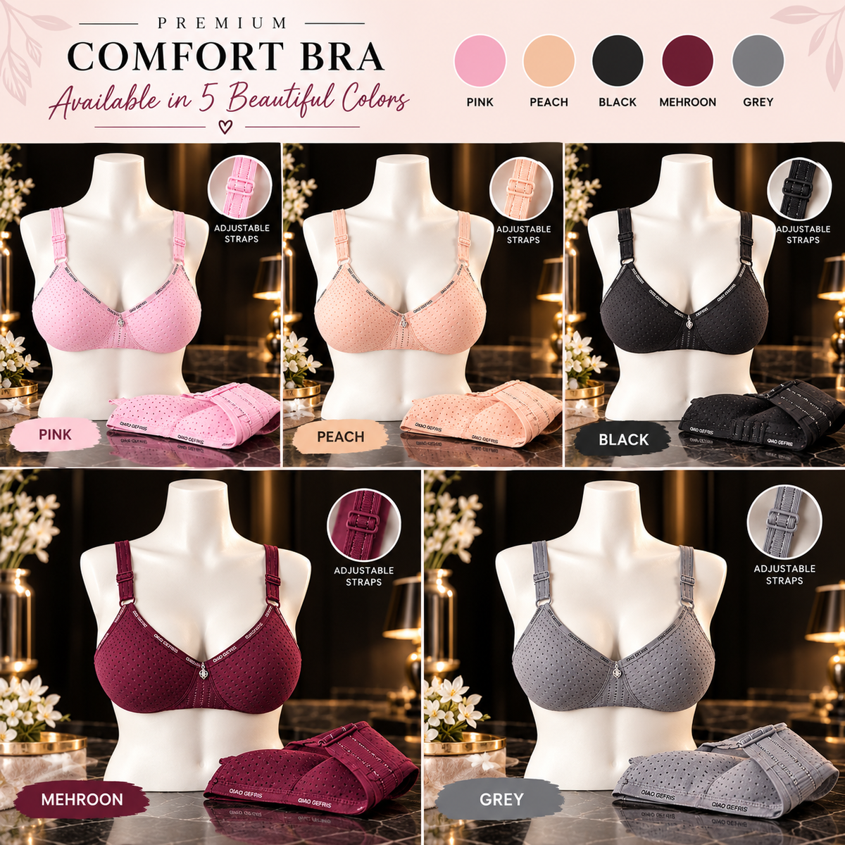 Premium Padded Comfort Bra for Women | Soft, Breathable & Adjustable Support