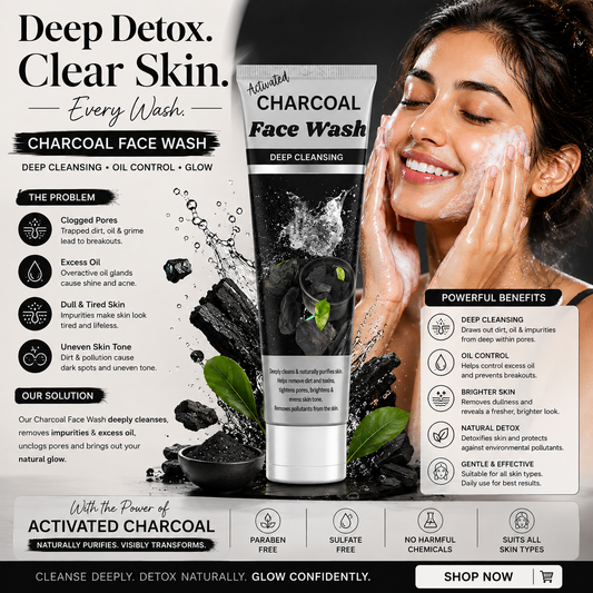 Activated Charcoal Face Wash in Pakistan – Deep Cleansing & Detox