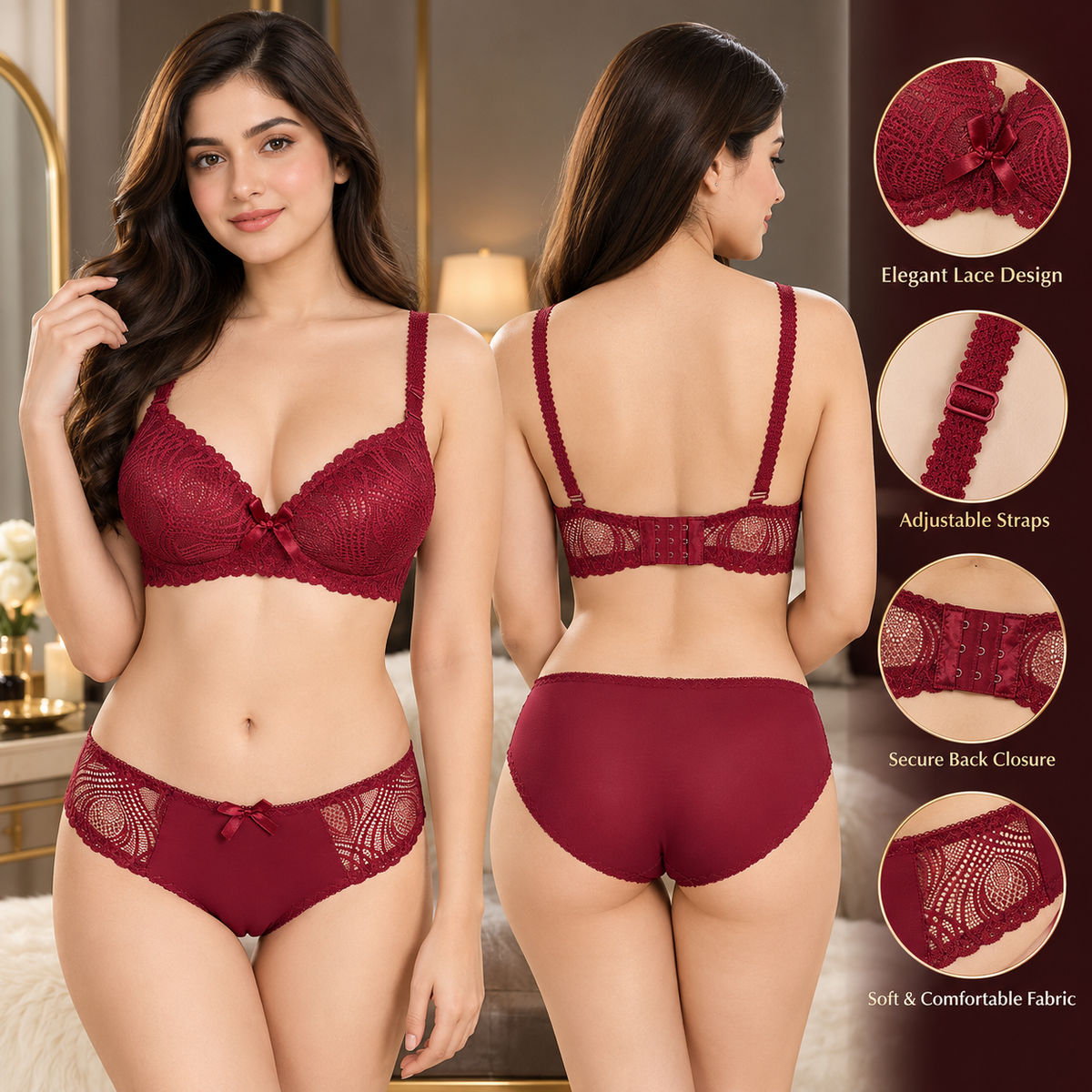 Luxury Lace Bra & Panty Set - Elegant & Comfortable Lingerie