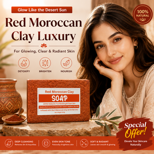 Red Moroccan Clay Soap in Pakistan – Natural Skin Brightening & Anti-Acne Soap