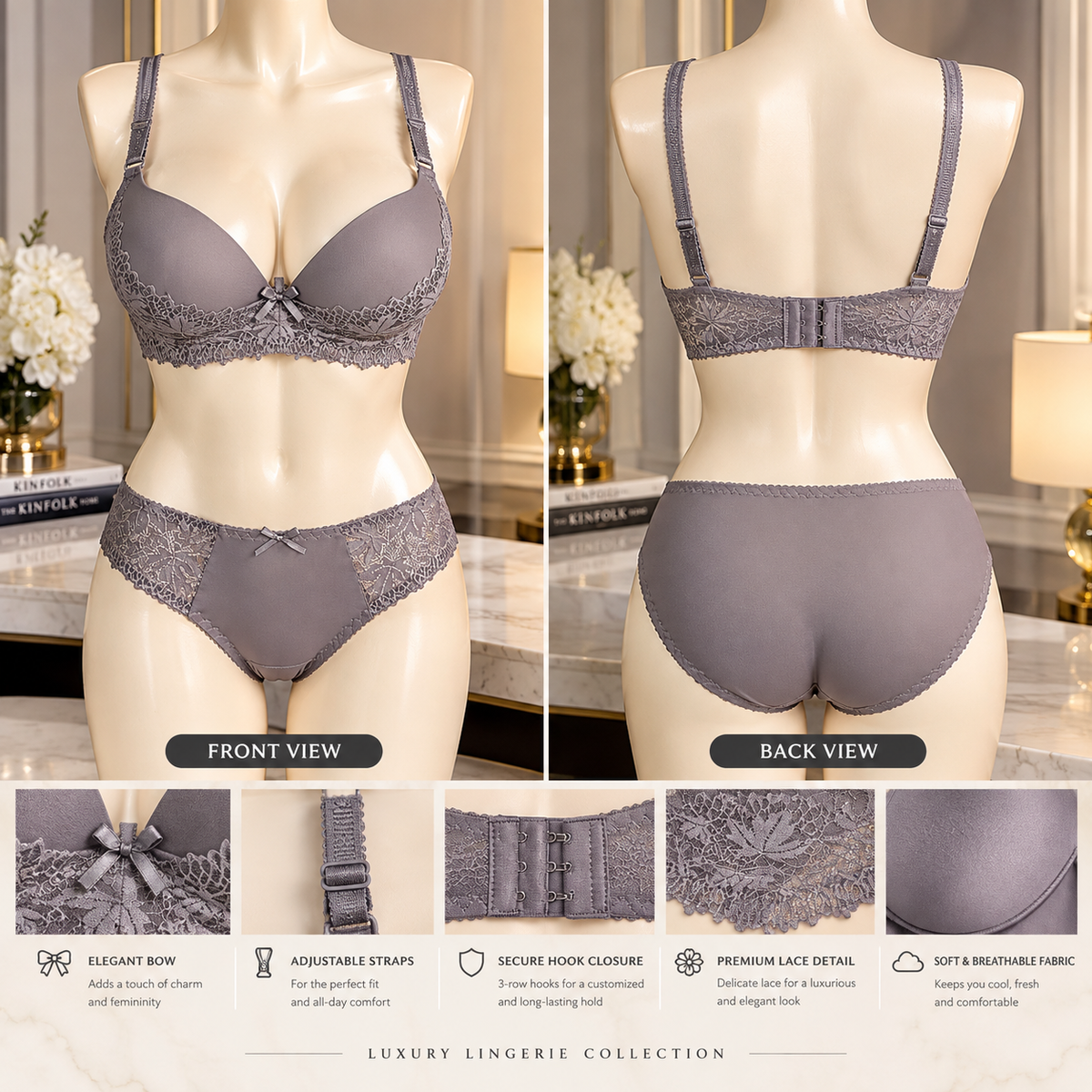Premium Imported Lace Bra & Panty Set – Soft, Elegant & Comfortable Lingerie