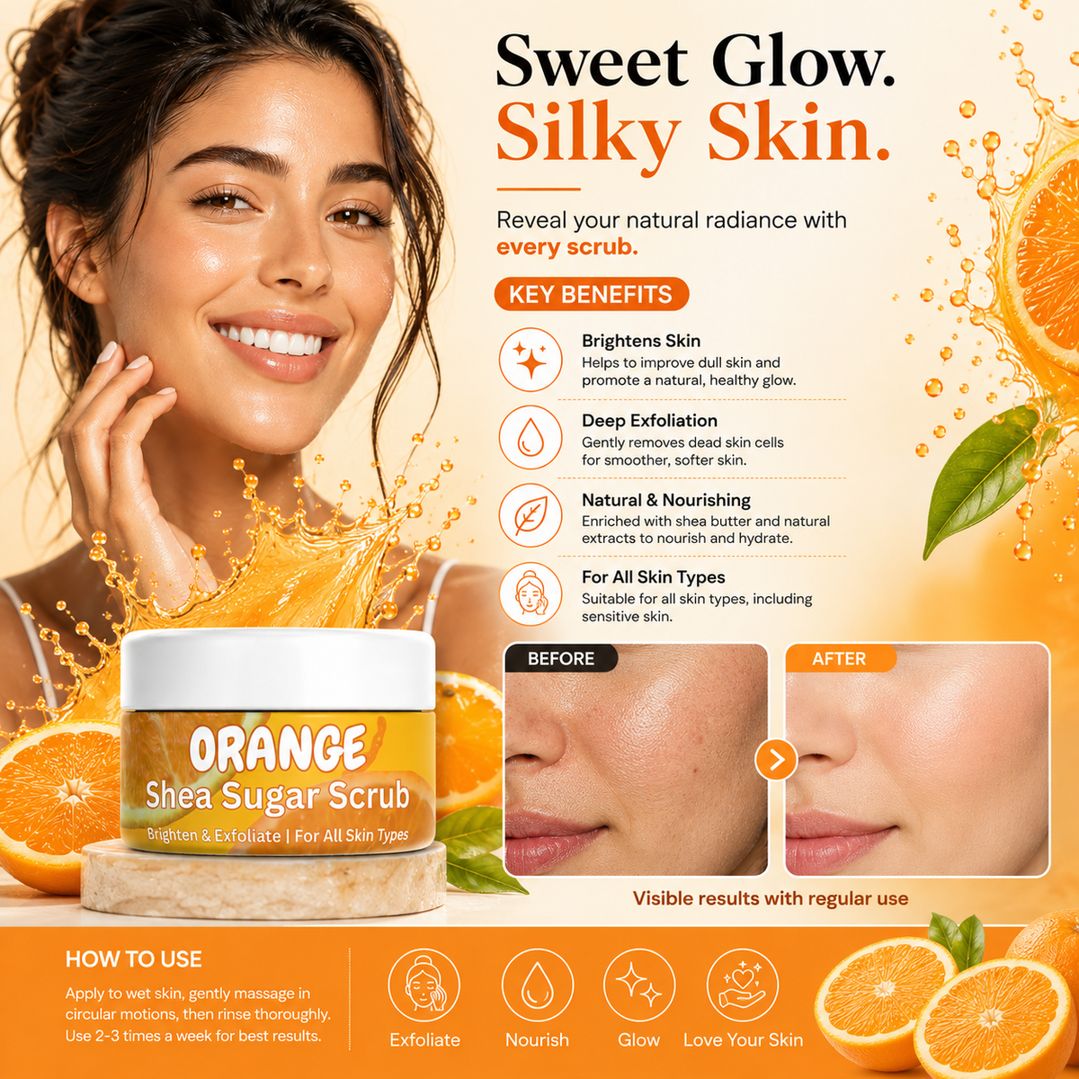 Orange Shea Sugar Scrub in Pakistan – Exfoliating & Brightening