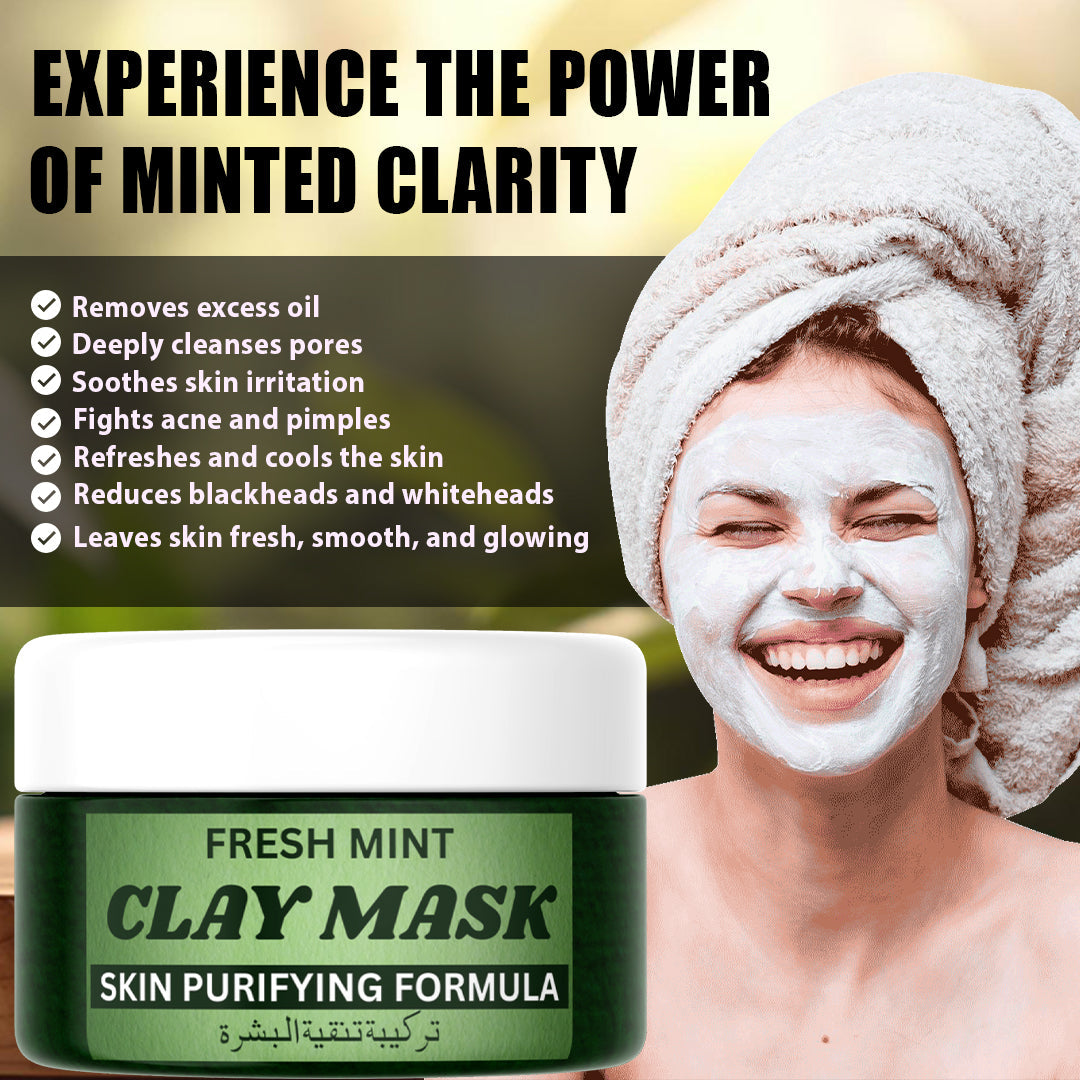 Fresh Mint Clay Mask benefits – deep cleanses, tightens pores, refreshes, hydrates, improves texture