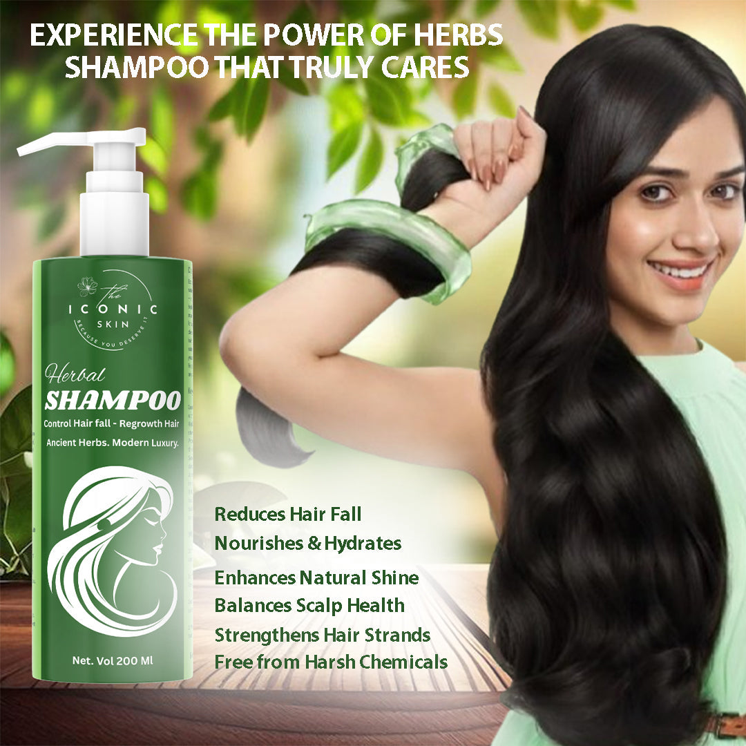 Herbal Shampoo benefits – reduces hair fall, strengthens hair, promotes growth, nourishes scalp, organic herbal formula