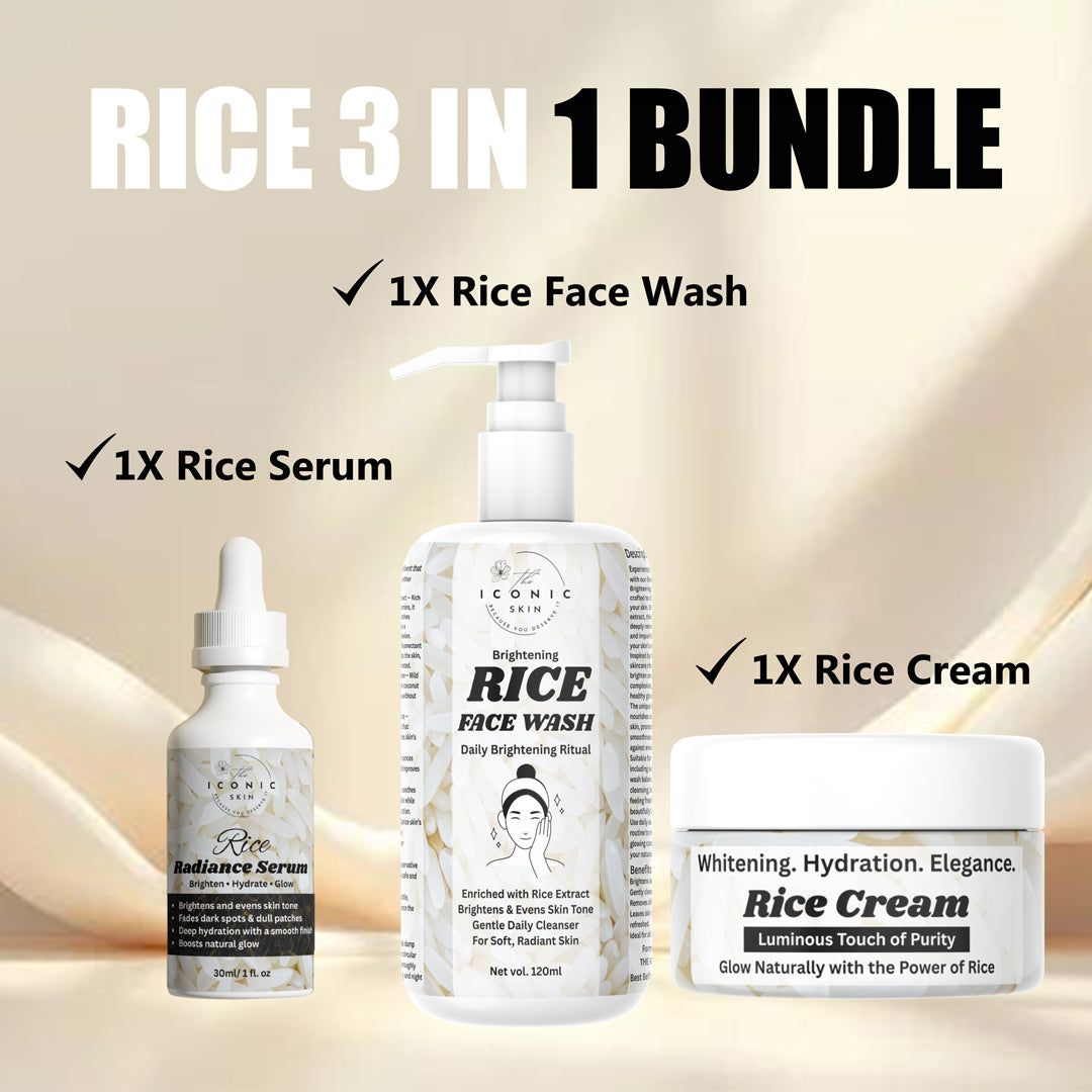 Rice 3-in-1 Bundle in Pakistan – Cream, Face Wash & Serum