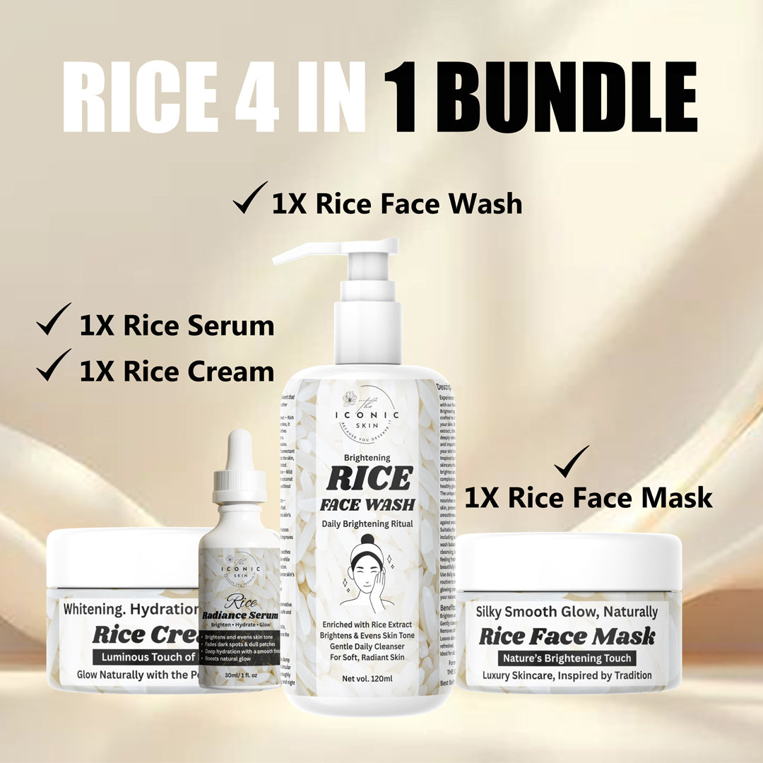 Rice 4-in-1 Bundle in Pakistan – Cream, Face Wash, Serum & Face Mask