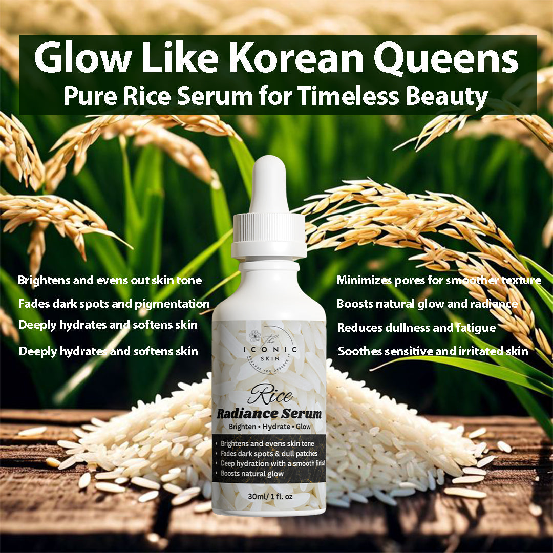 Rice Serum benefits – brightens skin, reduces wrinkles and fine lines, improves elasticity, hydrates and nourishes