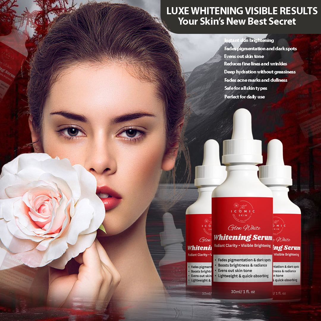 Skin Whitening Serum benefits – brightens skin, reduces dark spots, evens tone, enhances clarity, hydrates skin