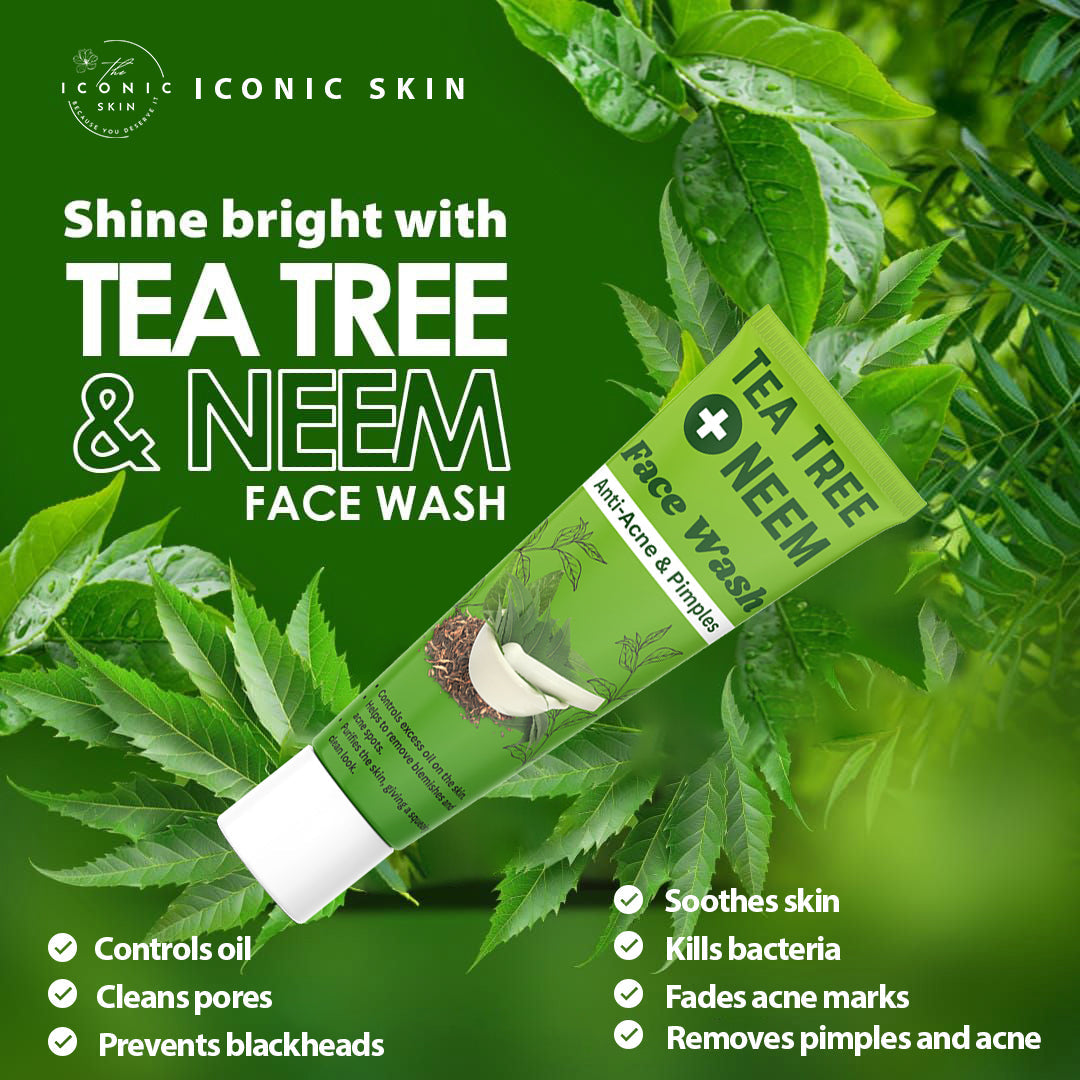 Tea Tree & Neem Face Wash benefits – controls acne, unclogs pores, reduces pimples, hydrates, soothes skin