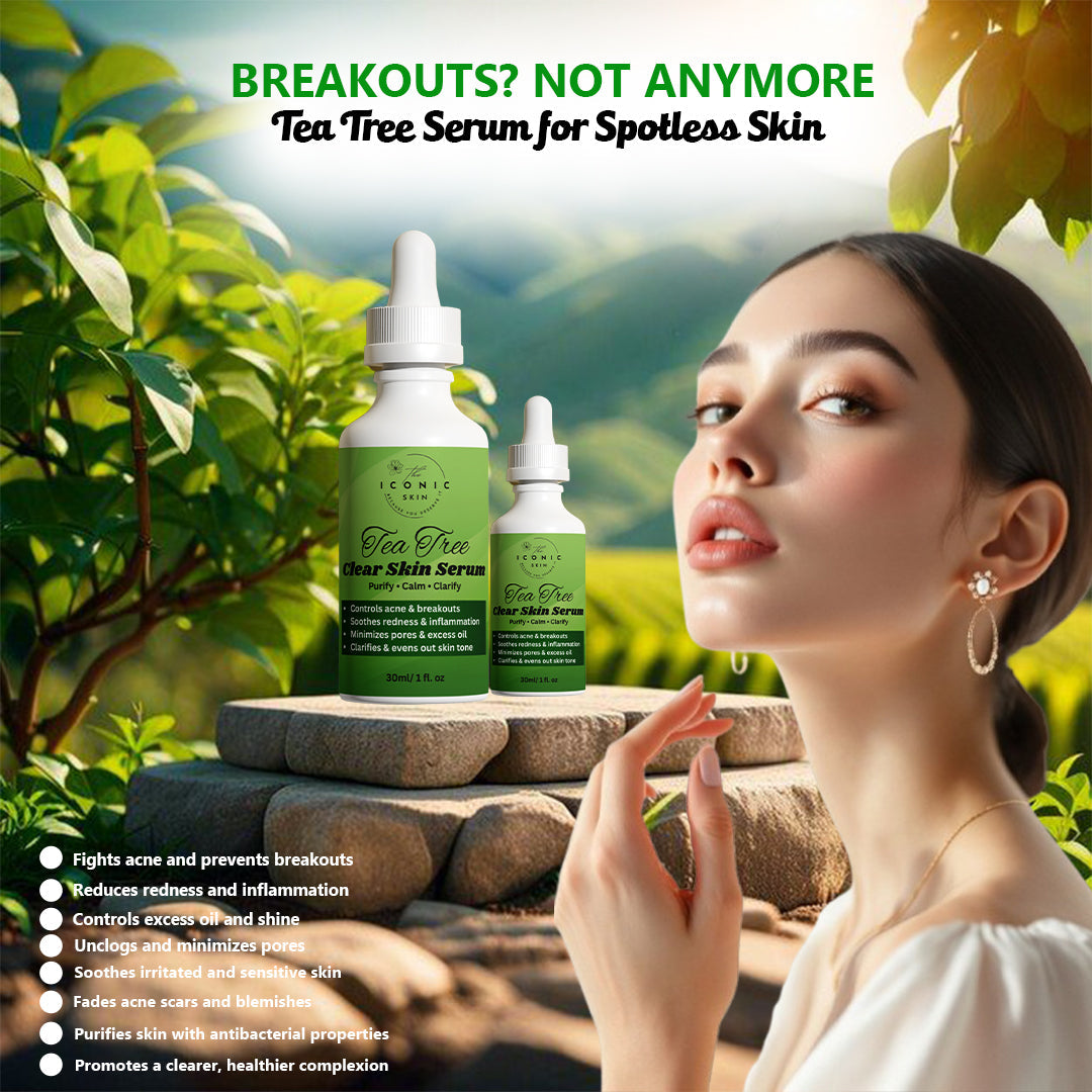 Tea Tree Serum benefits – reduces acne, unclogs pores, soothes skin, controls oil, natural formula
