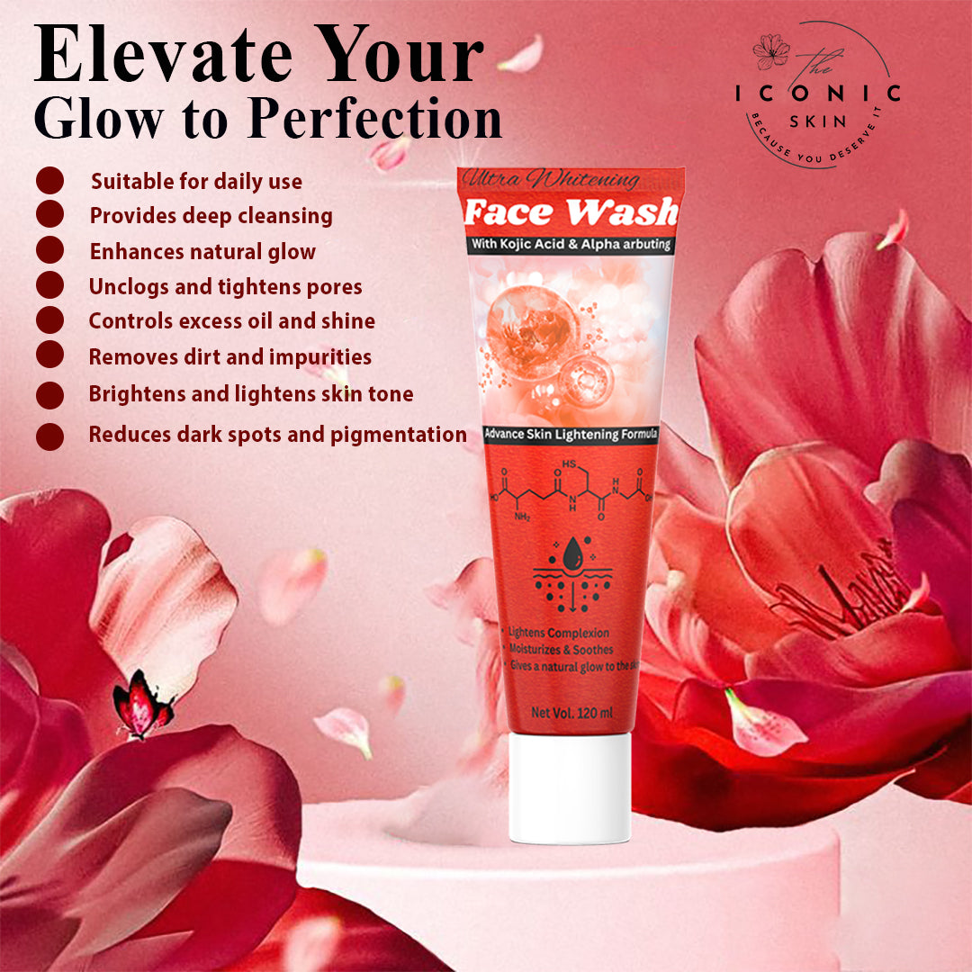 Ultra Whitening Face Wash benefits – cleanses, brightens, softens, nourishes, improves texture