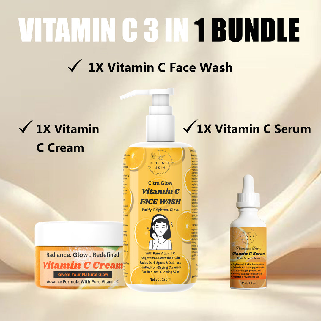 Vitamin C 3-in-1 Bundle in Pakistan – Face Wash, Brightening Cream & Serum