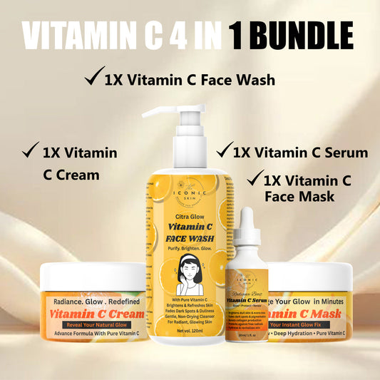 Vitamin C 4-in-1 Bundle in Pakistan – Face Wash, Brightening Cream, Serum & Face Mask
