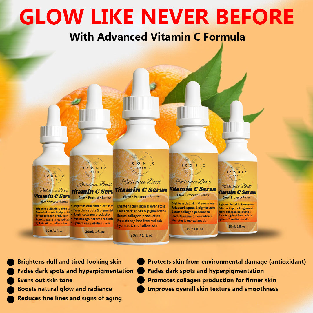 Vitamin C Serum benefits – brightens skin, reduces dark spots, improves texture, boosts collagen, nourishes skin